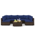 thumbnail image 1 of Gymax Set of 7 Rattan Furniture Set Sectional Sofa Cushioned Garden Patio Navy, 1 of 6
