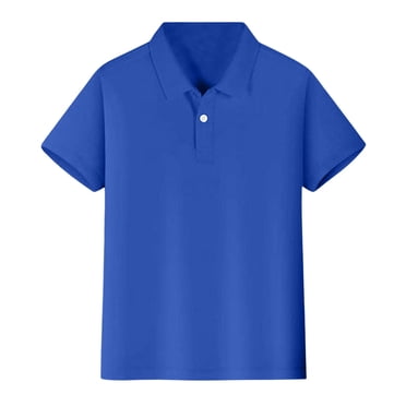 TIWEKE Polos à Manches Courtes pour Garçon, Chemise à Manches Courtes pour Garçons et Filles avec Fermeture à Boutons, Tissu Confortable et Doux, Chemises de Camion Monstre pour Garçons de 7-8 Ans, Bleu