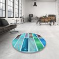 thumbnail image 4 of Ahgly Company Tapis d'Intérieur Ronds Transitionnels Lavables à la Machine, Bleu Acier, 4 Pieds Rond, 4 of 7