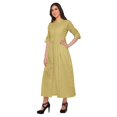 thumbnail image 3 of Moomaya Long Button Down Shirts For Women Front Slit A-Line Kurtis Summer Kurta, 3 of 5