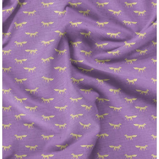 Soimoi Rayon Crepe Fabric Fox Animal Printed Fabric 1 Yard 46 Inch Wide