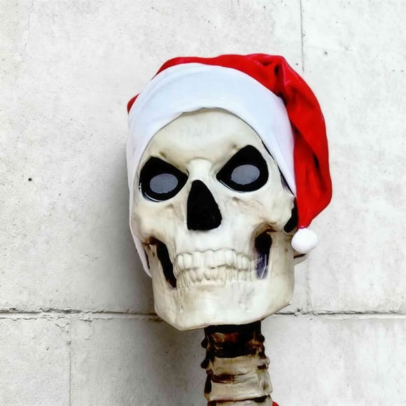 Home Decor 12 Foot Skeleton Christmas Outfits Scarf and Santa Hat with DrawstringAdhesive for Heavy Secure 12 FT Skeleton Accessories for Christmas Decorations Home Improvement
