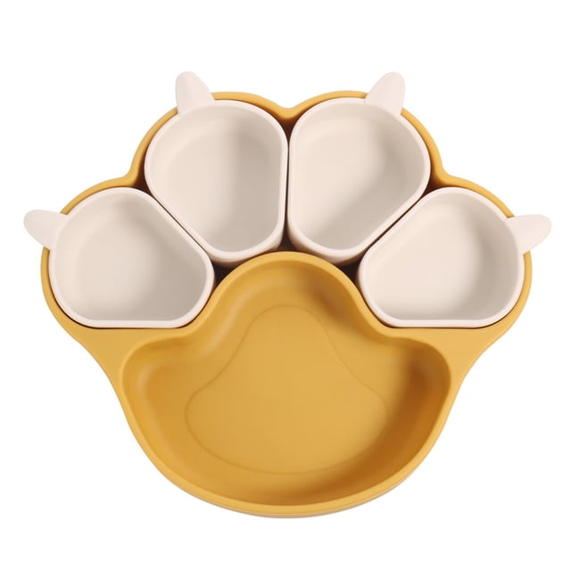 Binwennn Multifunctional Silicone Bowl Children's Bowl Pet Bowl Cat And Dog Bowl Set Silicone Plates For Children Plates With Suction Cat Silicone Plates In The Shape Of Cat Cat Pad Dog Bowls with Mat