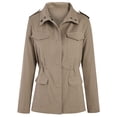 thumbnail image 3 of Innerwin Veste Militaire à Revers pour Femmes Automne Couleur Unie Ajustée Manteau Kaki S, 3 of 4