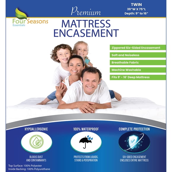 Twin Size Zippered Bed Bug Mattress Protector Waterproof Encasement Hypoallergenic Premium Bedbug Cover