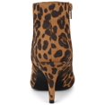 thumbnail image 2 of BLISSFUL STEP Women's Pointed Toe Zipper Stiletto Heels Ankle Boots Leopard 8, 2 of 8