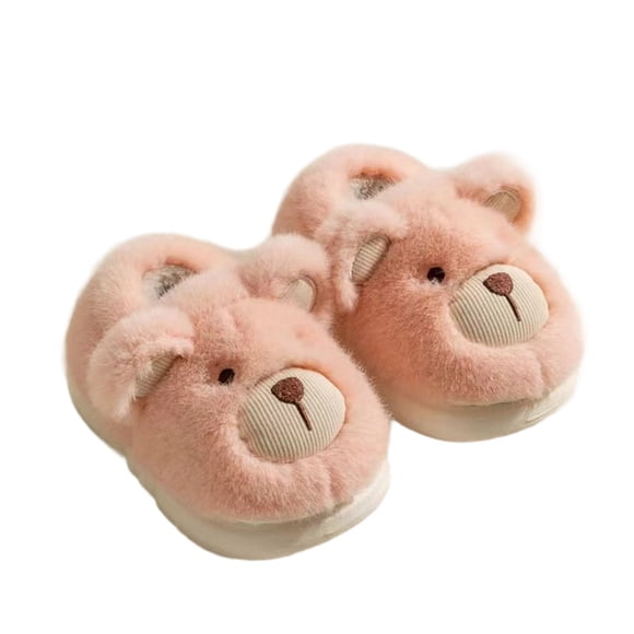 Toddler Slippers,Girls Winter Bear Slippers Soft Indoor Warm Home Shoes Comfortable Non-Slip Toddler,Kids Slippers,Pink,5.5-6 Years