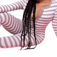 thumbnail image 2 of Women Button Neck Long Sleeve Bodysuit Pink S, 2 of 4
