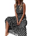 thumbnail image 5 of Robe Maxi 2025 pour Femmes Robe Confortable Col Rond à Pois Robe Mi-Longue Sans Manches Ligne A Plissée Robes d'Été pour Femmes Plage avec Manches Ample Froncée Fluide Décontractée Robes Débardeur, 5 of 5