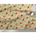 thumbnail image 3 of Tissu Popeline de Coton Pomme Feuilles & Fraises Tissu Imprimé 1 Yard 42 Inch Wide, 3 of 3