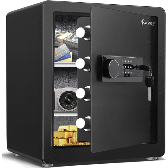 Kavey 2.0 Cub Safe Box, Home Safe with Backlit Touch Screen Keypad and Dual Alarm System, Money Safe with Mute Function and LED Light, Digital Safe for Home, Hotel, Office