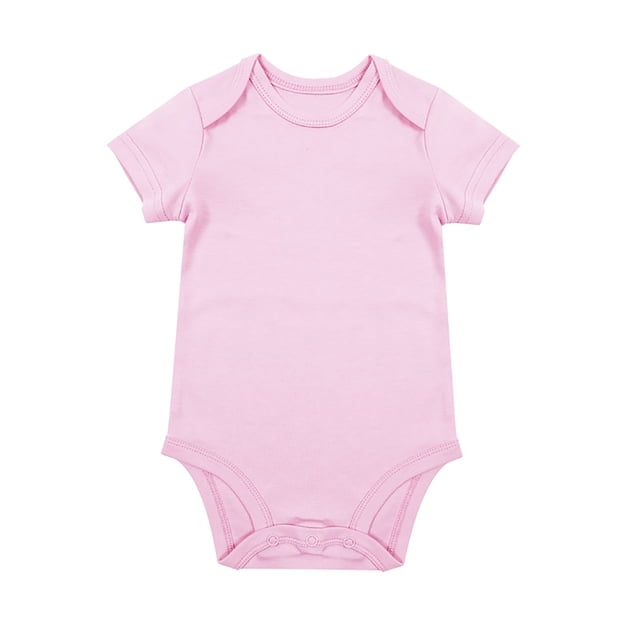 MIASHUI Cache-Couche à Manches Courtes Uni pour Bébé Unisexe Garçon Fille, Rose Pâle, 6-9 Mois
