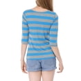 thumbnail image 3 of INSPIRE CHIC Hauts pour Femmes Non Doublés Col Rond Manches au Coude Coupe Ajustée T-Shirt Décontracté S Bleu Gris, 3 of 8
