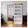 thumbnail image 2 of 5-Panel Glass Barn Door With Sliding Door Hardware Kit & Handle, Wooden Solid MDF Core & Eco Water-Proof PVC Veneer, White ,Long Lasting, 2 of 6