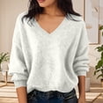 thumbnail image 2 of BLVB Chandails Chauds pour Femmes Col en V Classique Doux Chandail Confortable Ample Décontracté Manches Longues Automne Hiver, 2 of 5