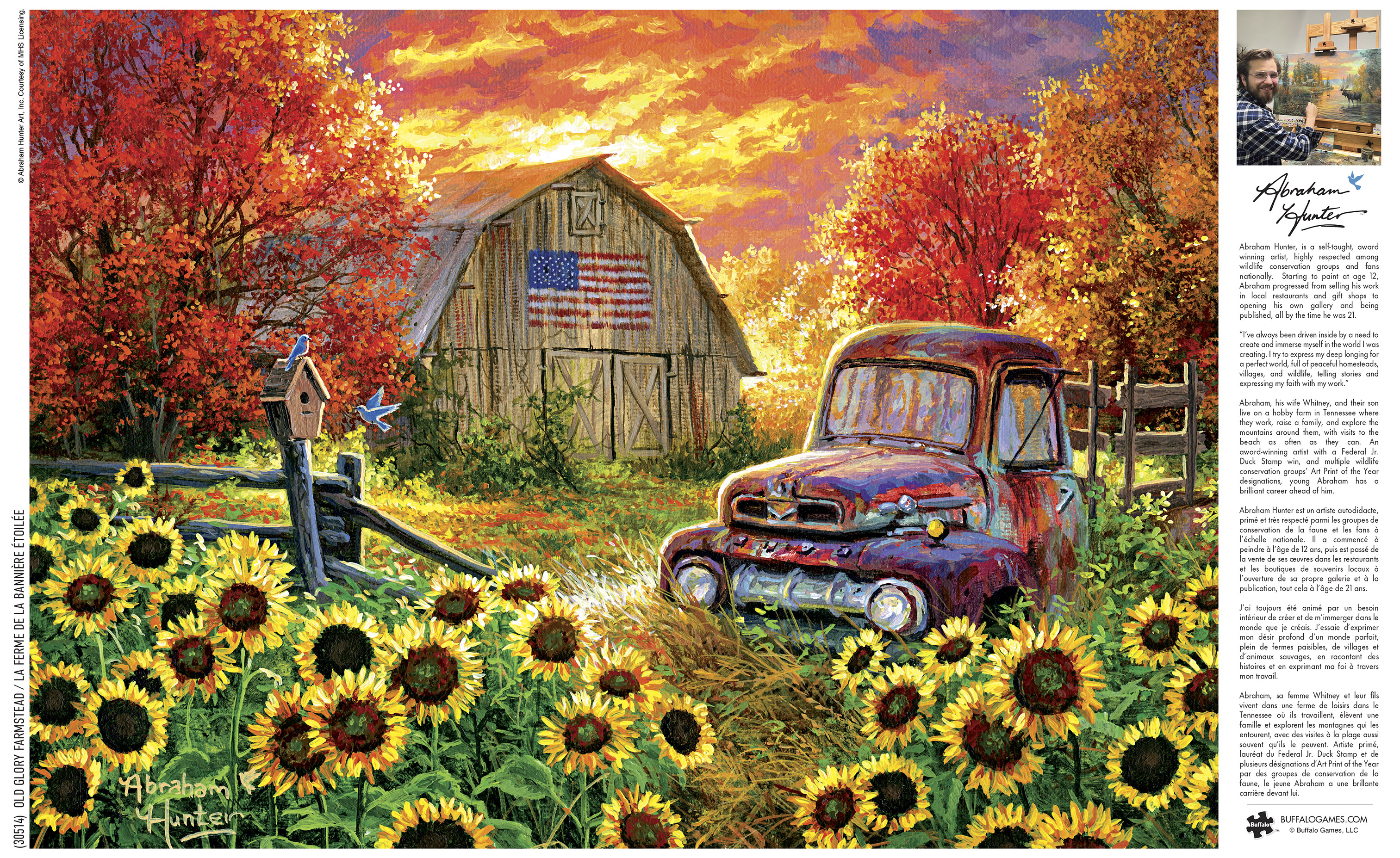 Puzzle à emboîtement de 500 pièces Old Glory Farmstead de Buffalo Games pour adulte à partir de 14 ans
