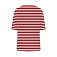 thumbnail image 4 of Penkiiy T-Shirts à Col en V à Blocs de Couleur Rayés pour Femmes, Manches Mi-Longues, Hauts Décontractés Unis d'Été, T-Shirts Y2K, 13 Ans, Rouge, 4 of 5