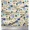 thumbnail image 1 of Soimoi Velvet Fabric Planet,Rocket & Astronaut Animals Cartoon Print Fabric by Yard 58 Inch Wide, 1 of 3