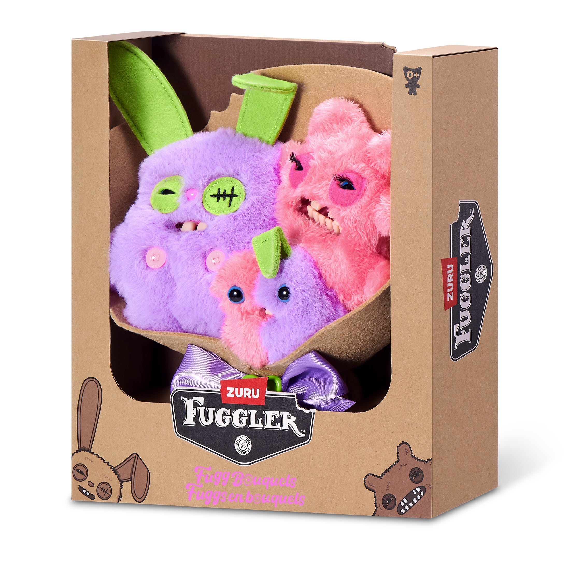 Fuggler Bouquet Set of 3 Stuffed Plush Toys (Rabid Rabbit, Sir Nobbynuts, Nobbybits) by ZURU for All Ages