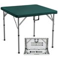 thumbnail image 1 of VEVOR Mahjong Table, Folding Four-Person Cards Table, Wear-resistant Green Tabletop, Portable Double Folding Square Domino Table , 34 x 34 Inches, 1 of 9