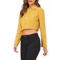 thumbnail image 4 of INSPIRE CHIC Veste en Jean pour Femme, Effilochée, Boutonnée, Lavée, Courte, m Moutarde, 4 of 8