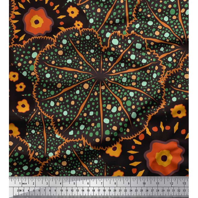 Soimoi polyester Crepe Fabric Mosaic Flower Printed Craft Fabric by the Yard 52 Inch Wide