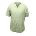 thumbnail image 4 of Plebaso T-Shirts pour Hommes en Coton et Lin à Col Rond, à Boutons, T-Shirts Décontractés, Unis, à Manches Courtes, Légers, Hauts de Plage, 4 of 7