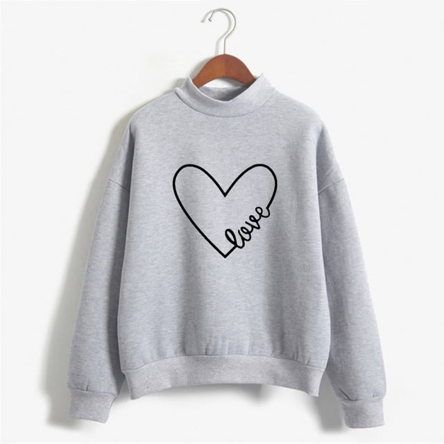 Meichang Chandail Femme Saint-Valentin Mignon Cœur Graphique Chandail Mignon chandail Col Rond Manches Longues Chandails de Fête Saint-Valentin