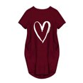 thumbnail image 4 of Fshaion Robe d'Été pour Femmes 2024 Grande Taille Décontractée Ample Imprimé Amour Robe Manches Courtes Col en V Liquidation à Moins de 10!, 4 of 5