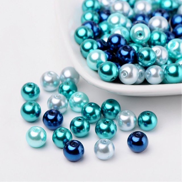 HLONK 1Bag Pastel Mix Pearlized Glass Pearl Beads Mixed Color 8mm Hole 1mm