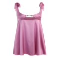 thumbnail image 4 of Robe Satinée Sans Manches pour Femmes Adultes Couleur Unie Col en U Découpe une Pièce, 4 of 9