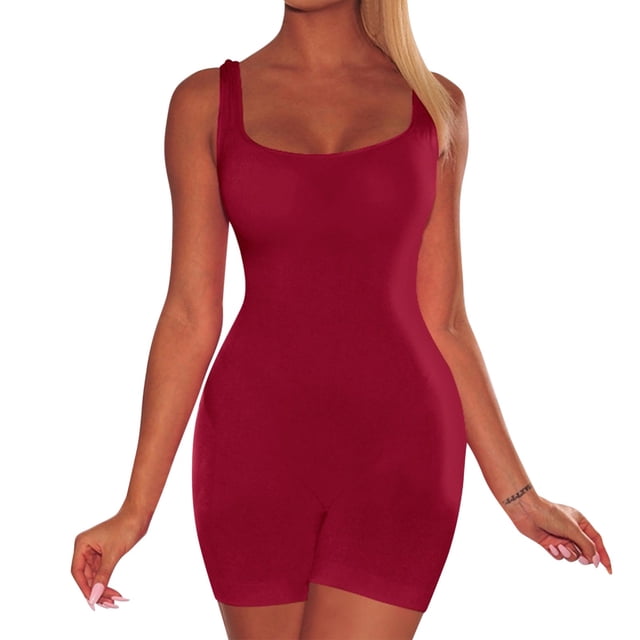 Clearance Sale 2025 Shapers Womens Summer Backless Sleeveless Sport Short Pant Strap Jumpsuit Rompers