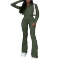 thumbnail image 1 of MesaSe Combinaison Évasée à Manches Longues Col en V pour Femmes Automne Mode Urbaine Sportswear Vert Armée G, 1 of 9