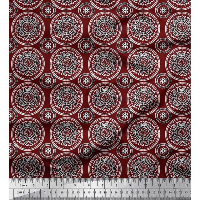 Soimoi Moss Georgette Fabric Floral Block Decor Fabric Printed Yard 42 Inch Wide