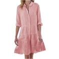 thumbnail image 2 of FcBaudy Robe à Manches Longues à Col Rabattu, Robes de Printemps pour Femmes, Robes pour Femmes Mode Robes pour Femmes Décontractées à Manches Longues à Rayures Imprimées Robe Chemise à Revers Jupes Rebondissantes pour Dames sur Tous les Côtés, 2 of 6