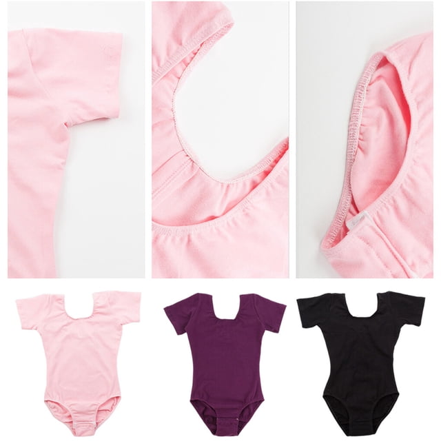 Tenue de Danse Ballet Extensible pour Enfants, Justaucorps Combinaison à Manches Peau, Conviviale, Classique, Col Rond, Justaucorps Combinaison, Tenue de Danse Douce, Costume Justaucorps, Noir, TG