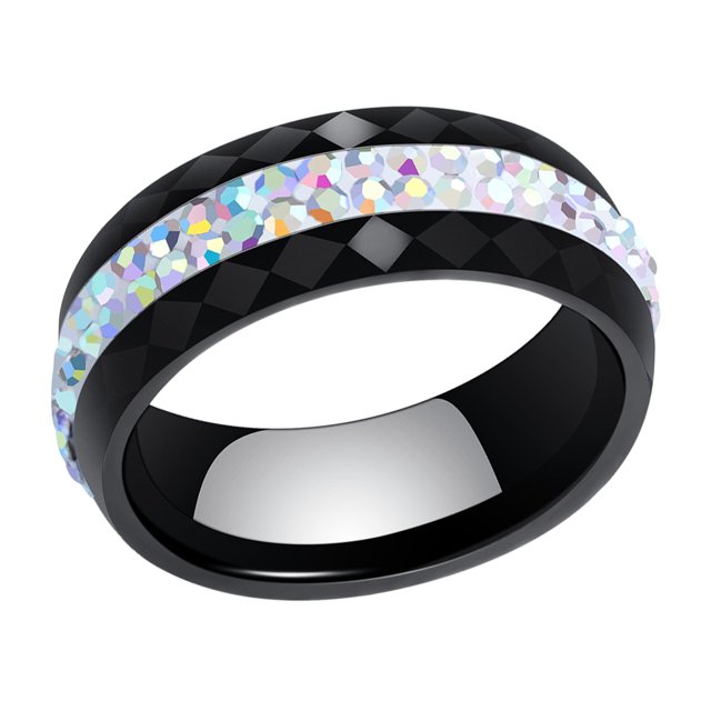 keepw Ceramics Fashionable Women S Ceramic Ring Wedding And Special Occasions Rings For Wedding AB black Size 9