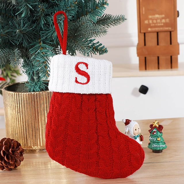 Christmas Decorations Outdoor Indoor,Christmas Decorations For Home,Cute Letters Christmas Stocking Decoration Christmas Tree Pendant Christmas Style Wool Knitted Socks Decoration Props