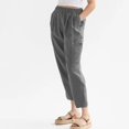 thumbnail image 3 of Woman Solid Color Cotton And Linen Loose Casual Wide Leg Nine-Quarter Pants, 3 of 7