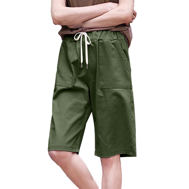 AherBiu Plus Size Shorts for Women High Waisted Drawstring Casual Straight Loose Fitting Knee Length Shorts