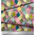 thumbnail image 3 of Soimoi Crepe Silk Fabric Leopard & Argyle Patchwork Print Fabric by Yard 42 Inch Wide, 3 of 3