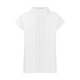 thumbnail image 3 of Birdeem Womens Spring Summer Solid Color Casual High Neck Top Cotton Linen Lace Blouses, 3 of 5