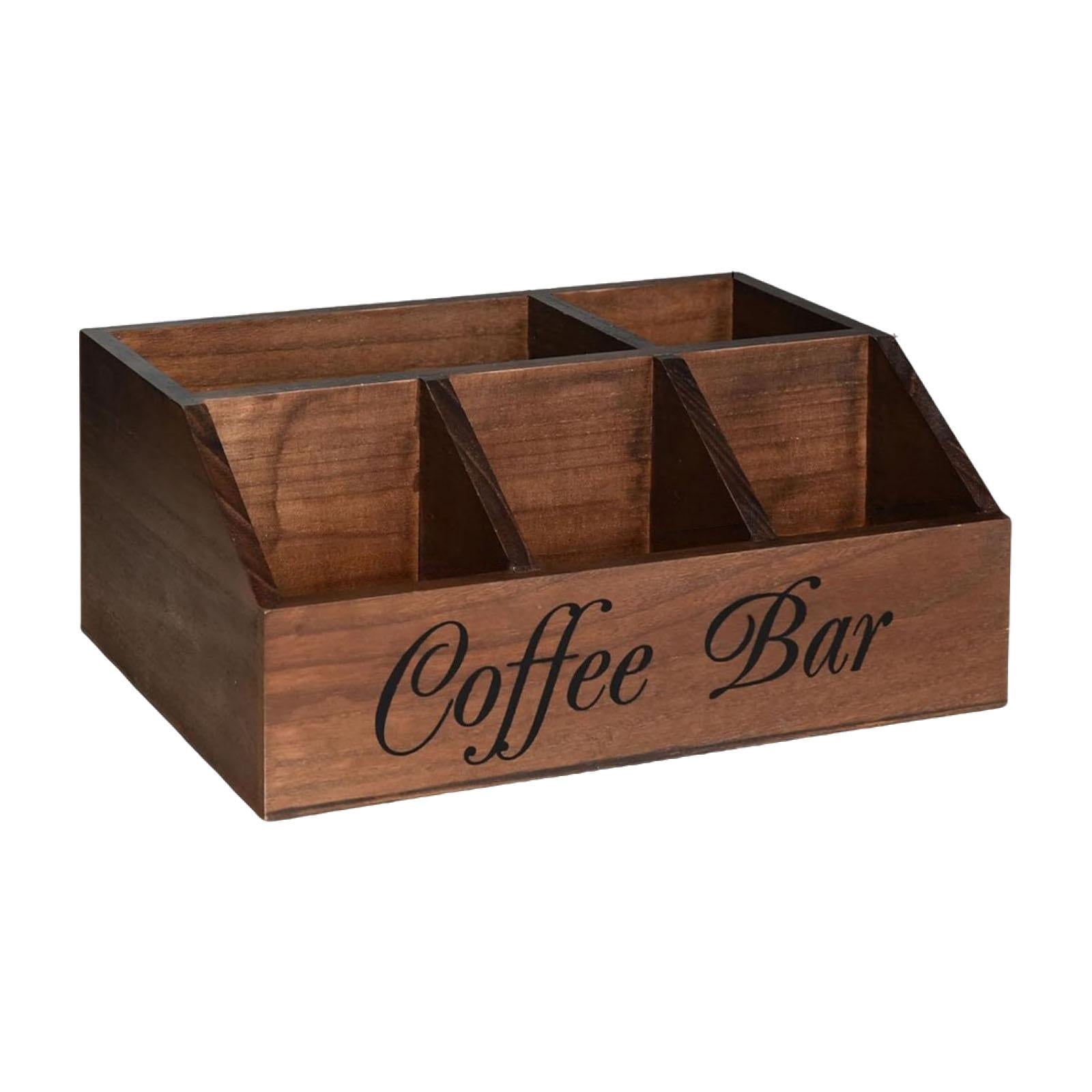 simhoa Coffee Station Organizer Wood Coffee Pods Holder for Home Kitchen Countertop