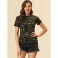 thumbnail image 3 of INSPIRE CHIC Women's Party Metallic Textured Short Sleeve Shiny Multi Color Top, 3 of 6