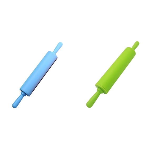 (2-Pack) Rinsvye Silicone Rolling Pin Dough Silicone Rolling Pin Small Roller for Pizza Cookie with Wooden Handle Nonstick Surface Rolling Pins for Baking Non Stick Dough Cookie Pizza Roller Baking