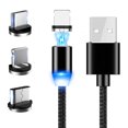 thumbnail image 1 of Amdohai 2m Magnetic Data Cable Fast Charging USB Three-in-one Multifunctional Mobile Phone Charging Cable One for Three Micro USB Type-C Magnetism Dustproof Charging Cables with LED Indicator, 1 of 7