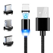 2m Magnetic Data Cable Fast Charging USB 3-in-1 Multi-function Mobile Phone Charging Cable One-to-Three Micro USB Type-C Magnetic Dust-proof Charging Cable with LED Indicator