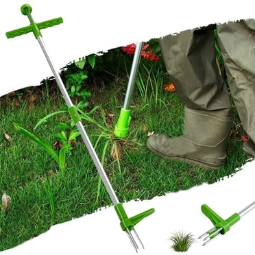 Plant Root Remover, 3 Claws Stand up Weed Puller, Weed Puller Tool with Long Handle, Detachable Weed Puller