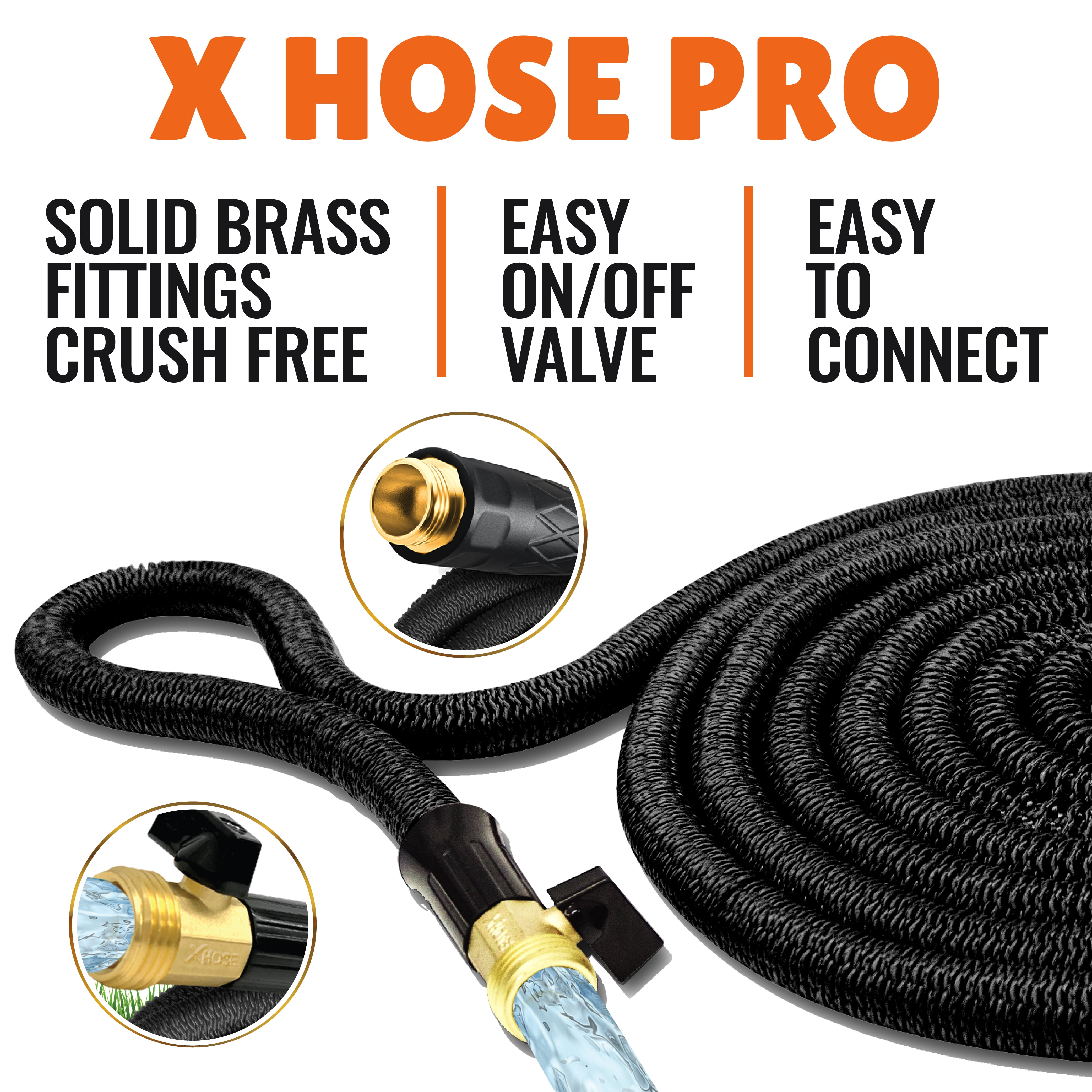 Big Boss Xhose Pro Ft 5/8" Lightweight Expanding Garden Hose with Brass Fittings Kink Resistant Durable Dac-5 Fiber