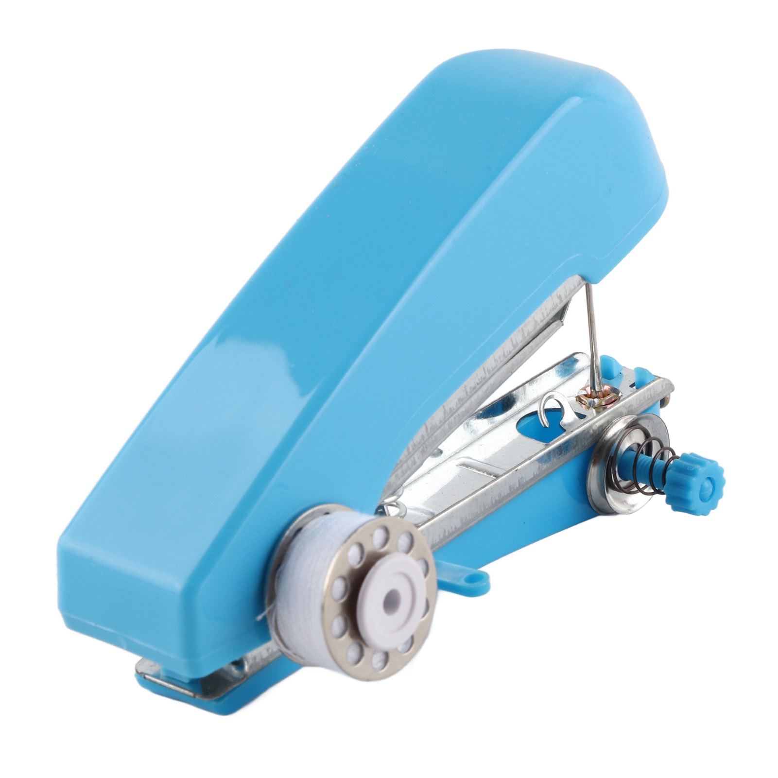 Handheld Sewing Machine, Blue Automatic Feeding Stainless Steel Plastic Hand Sewer Machine Ease Use  for Household for Outdoor Travel
